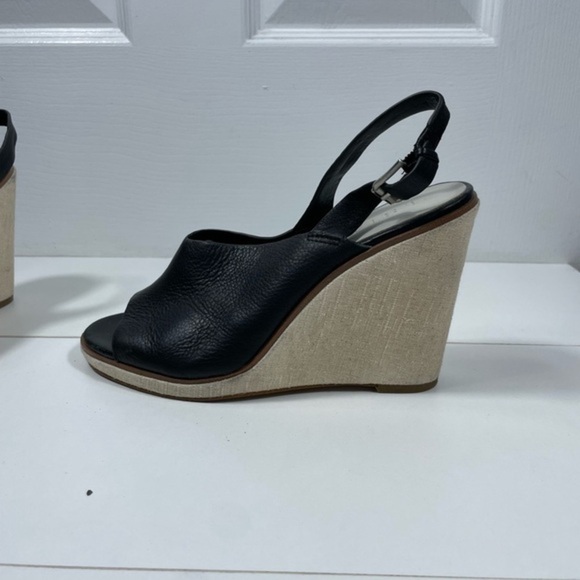 I State Genna Black Leather Upper Wedged Sandals - Picture 7 of 17